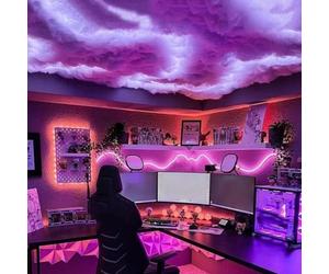 simdennr 16.4Ft 3D Cotton Cloud Light, LED Clouds Lights for Ceiling, RGB Music Sync Thunder Cloud Lamp, Colorful Atmosphere Night Light, for Gaming Room, Bedroom Decor (5 M)