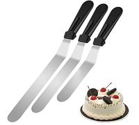 SIMEEGO Cake Offset Spatula , Icing Spatula Set with 6 8 10 Inch Stainless Steel Blades Cake Decorating Tools, Cake Spatula with PP Plastic Handle Angled Frosting Spatulas Set (6 8 10 INCH)