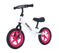 SIMEIQI 12 Inch Balance Bike for 2 3 4 5 Years Old Boys Girls Walking Training Bicycle No Pedal Adjustable Seat and Handlebar (White & Pink)