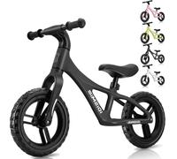 SIMEIQI 12 Inch Kids Balance Bike for Boys Girls Ages 2-5 Years Old Sports Training Lightweight Fibreglass Nylon Frame Balance Bike Adjustable Seat (Black)