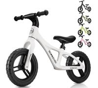 SIMEIQI 12 Inch Kids Balance Bike for Boys Girls Ages 2-5 Years Old Sports Training Lightweight Fibreglass Nylon Frame Balance Bike Adjustable Seat (White)