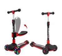 SIMEIQI 2-in-1 Kids Scooter with Removable Seat and Adjustable Lean-to-steer Handlebar for Boys and Girls 2-8 Years Old