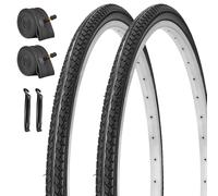 SIMEIQI 2 Pack 26x1 3/8 Inch Bike Tires and Tubes with AV32mm Schrader Valve for City Commuter Hybrid Road Urban Bicycles' Tyres (Black, 26x1 3/8)