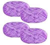 SIMEIQI 4 PCS 400g Soft Chenille Velvet Yarn for Crocheting,Fluffy Warm Yarn for Knitting and Crochet DIY Craft Blanket Bag Hat Scarve Clothe Gloves Slippers Doll（Purple）