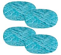 SIMEIQI 4 PCS 400g Soft Chenille Velvet Yarn for Crocheting,Fluffy Warm Yarn for Knitting and Crochet DIY Craft Blanket Bag Hat Scarve Clothe Gloves Slippers Doll（Blue）