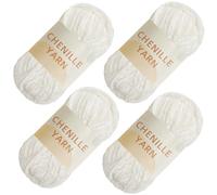 SIMEIQI 4 PCS 400g Soft Chenille Velvet Yarn for Crocheting,Fluffy Warm Yarn for Knitting and Crochet DIY Craft Blanket Bag Hat Scarve Clothe Gloves Slippers Doll（Beige）