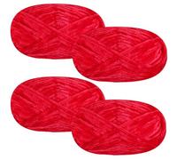 SIMEIQI 4 PCS 400g Soft Chenille Velvet Yarn for Crocheting,Fluffy Warm Yarn for Knitting and Crochet DIY Craft Blanket Bag Hat Scarve Clothe Gloves Slippers Doll（Red）