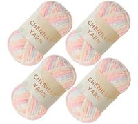 SIMEIQI 4 PCS 400g Soft Chenille Velvet Yarn for Crocheting,Fluffy Warm Yarn for Knitting and Crochet DIY Craft Blanket Bag Hat Scarve Clothe Gloves Slippers Doll（Multicolor02）