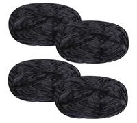 SIMEIQI 4 PCS 400g Soft Chenille Velvet Yarn for Crocheting,Fluffy Warm Yarn for Knitting and Crochet DIY Craft Blanket Bag Hat Scarve Clothe Gloves Slippers Doll（Black）