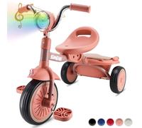 SIMEIQI Toddler Tricycle Foldable Kids Pedal Trike Pedal 3 Wheels Baby Walker Trike for Boys Girls 1-4 Years Old Rear Storage Box Music Headlight
