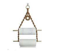 Simelecor Macrame Paper Towel Holder Wall Mount for Kitchen Bathroom-Boho Paper Towel Hanger Under Cabinet No Drill (Brown)