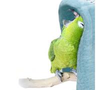 SIMENA Bird Blanket for Cage, Corner Fleece Bed for Birds, Cozy Bird Warmer, Parrot House for Cage, Cuddle Nest Hanging Toy for Lovebirds Parakeet (Blue, Large)