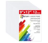 Simetufy 12 Pack Canvases for Painting 9 x 12 inch, Canvas Boards for Painting- Gesso Primed Acid-Free 100% Cotton Canvas Panels for Acrylics Oil Watercolor Tempera Paints, White