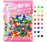 Simetufy 1200 Pcs Pony Beads Plastic Beads for Bracelet Making, Multi-Colored Beads for Hair Braiding, DIY Crafts, Kandi Jewelry, Key Chains and Ornaments Decorations 24 Assorted Colors