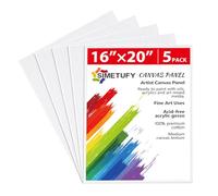 Simetufy 16 x 20 inch 5 Pack Large Painting Canvas Boards- Gesso Primed Acid-Free 100% Cotton Canvas Panels for Acrylics Oil Watercolor Tempera Paints