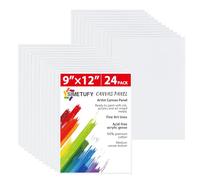 Simetufy 24 Pack 9 x 12 inch Flat Canvas Boards for Painting- 8oz Gesso Primed Acid-Free 100% Cotton Canvas Panels for Acrylics Oil Watercolor Tempera Paints