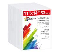 Simetufy 32 Pack 11 x 14 Inch Canvas Boards for Painting Pre-Primed White Blank Paint Canvas for Acrylic, Oil Paint, 100% Cotton, Acid Free