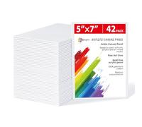 Simetufy 42 Pack 5x7 Inch Small Canvas Boards for Painting, 8oz Pre-Primed Flat Canvas Panels, Acid-Free 100% Cotton for Acrylics Oil Watercolor Paints