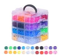 Simetufy 4200 Pcs 24 Assorted Color Plastic Pony Beads for Bracelets Making, Hair Braids, Jewelry Making
