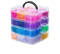 Simetufy 4200 Pcs 24 Assorted Color Plastic Pony Beads for Bracelets Making, Hair Braids, Jewelry Making