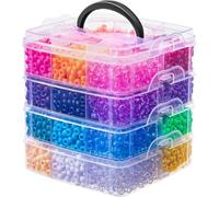 Simetufy 4200 Pcs 24 Assorted Color Plastic Pony Beads for Bracelets Making, Hair Braids, Jewelry Making