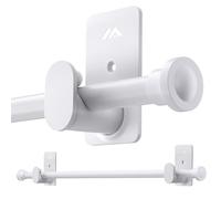 SIMEWIN No Drill Curtain Rods No Drilling for Windows 30 to 60 Inches,5/8 Inch Diameter No Drill Curtain Rod Set with 3M Adhesive Brackets,White