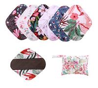 Simfamily 7 Pieces Set Including 1 Piece Mini Wet Bag +6 Pieces 8 Inch Charcoal Bamboo Panty Liner Mama Cloth Menstrual Pads Reusable Sanitary Pads