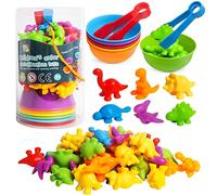 Simfunso Toys for 3 Year Old, Counting Dinosaurs Set, Color Sorting Dinosaurs for Toddlers, Dinosaurs Toys for Kids 3-5, Montessori Preschool Learning Sets, for 3 4 5 Year Old