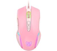 SIMGAL RGB Gaming Mouse Wired, USB Optical Computer Mice with RGB Backlit, 6 Adjustable DPI Up to 6400, Ergonomic Gamer Laptop PC Mouse with 7 Programmable Buttons for Windows Vista Linux (Pink)