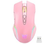 SIMGAL RGB Wireless Gaming Mouse, Pink, Rechargeable, Ergonomic Design, Adjustable DPI, Compatible with Windows, Mac