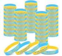 Simgoing 100 Pcs Down Syndrome Awareness Silicone Bracelet Wristband Stretch Blue Yellow Down Syndrome Bracelet for Men Women Teen Unisex School Charity Campaigns Events Gifts Supplies