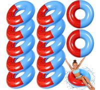 Simgoing 12 Pack Inflatable Pool Floats for Kids 24 Inch Glitter Swimming Ring with Sequined Inflatable Pool Tubes Toys for Boy Girl Summer Vacation Beach Party Favors(Red and Black,Hero Style)