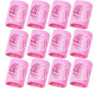 Simgoing 12 Pcs Volleyball Breast Cancer Awareness Wristbands Pink Ribbon Sports Sweatbands with Embroidery Stretchy for Running Baseball Volleyball Athletic Breast Cancer Awareness Gifts