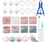 Simgoing 12 Sets DIY Stress Ball Making Kit Milky Blank Stress Ball DIY Kit with 12 Skins Empty Squeeze Balls Fill Beads Expander Tool Vacuum Evacuating Device for Make Pressure Balls(Multicolored,A)