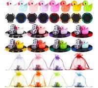 Simgoing 144 Pcs Poker Game Set, 24 Cruise Casino Hiding Ducks, 24 Poker Chip and 72 Dices with 24 Drawstring Bags for Card Club or Late Night Games Carnival Ducking Bath Toys