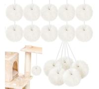 Simgoing 15 Pack Interactive Cats Toy Replacement Balls for Cat Trees Tower Kitty Dangling Toy with Bell Rope Kitten Scratching Post Tree Tower Ball for Indoor Kitten (Beige)