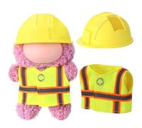 Simgoing 17cm Doll Construction Worker Costume Outfit Accessory with Mini Construction Helmet & Safety Vest Fits Stand Seat Series Hard Hat Doll Clothes for Display Collection Gift(Yellow)