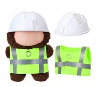 Simgoing 17cm Doll Construction Worker Costume Outfit Accessory with Mini Construction Helmet & Safety Vest Fits Stand Seat Series Hard Hat Doll Clothes for Display Collection Gift (White)