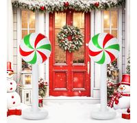 Simgoing 2 Pcs Christmas Inflatable Outdoor Decorations 4 FT Christmas Candy Inflatable Column Decoration for Winter Xmas Lawn Yard Garden Home Decor