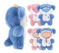 Simgoing 2 Sets 17cm (6.7inches ) Plush Dolls Clothes Outfits Costume Accessories Faking Animal Style Outfit Jumpsuit Shark Costume Replacement Outfit Collection for Dolls (Blue, Pink) (No Doll)