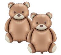 Simgoing 21x35'' Big Brown Bear Balloons Matte Cartoon Bear Foil Birthday Balloons for Home Decor Jungle Animal Farm Zoo Woodland Themed Party Baby Shower Decoration Supplies (2 Pcs,Classic)
