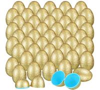 Simgoing 24 Pcs Glitter Easter Eggs Plastic Easter Fillable Eggs 2.3 Inch Hunt Basket Stuffer Eggs Classroom School Surprise Award Prize Easter Party Favor Treats Gifts (Yellow)