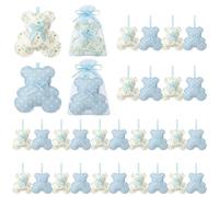 Simgoing 24 Sets Mini Bear Party Favor Bulk for Guest 4.72 Inch Tiny Plush Stuffed Bear with Organza Bag for Gender Reveal Party Decorations Guest Gifts
