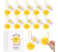 Simgoing 25 Sets Bulk Back to School Gifts for Students Kids Bulk Small Sun Stress Relief Ball from Teacher- Inspirational Positive Card for Welcome Back to School Classroom Party Favors(Sun)