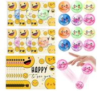 Simgoing 30 Set Back to School Gifts for Students Smile Bounce Balls with Happy to See You Cards Rubber Bouncing Balls for Kids Kindergarten Classroom Prize First Day of School Gifts Supplies