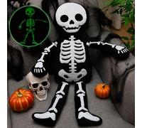 Simgoing 31.5 Inch Halloween Skeleton Plush Glow in The Dark Skeleton Stuffed Animal Horror Plush Pillow Doll Spooky Toys Plushy Cushion for Halloween Festive Home Decorations Birthday Party Gifts