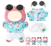 Simgoing 4 Pcs 17cm Dolls Hawaii Outfit Set Summer Floral Shirt Shorts White Vest and Mini Sunglasses Vacation Style Doll Clothes with Accessories Beach Apparel for 17cm Dolls(Summer Daisy Style)