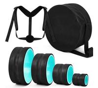 Simgoing 4 Pcs Foam Padded Back Stretcher Wheel, Relaxation Equipped with Carrying Bag and Upper Posture Corrector, for Back Pain Relief, Muscle Massage, Physical Therapy Exercise