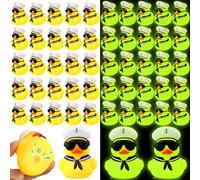 Simgoing 48 Pcs Cruise Duck Glow in The Dark Bulk with Sunglasses Sets Tiny Sailing Rubber Ducks Squeaky Nautical Ship Toy Bath Floating Duckies for Birthday Party Favors Classroom Carnival