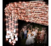 Simgoing 48 Pcs Lighted Wedding Fairy Wands LED Foil Tinsel Wedding Sticks LED Light Up Stick Glow in The Dark Flashing Wands Sparklers for Birthday Party Favors(Rose Gold)